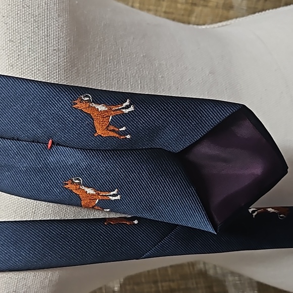 Boxer dog men's tie navy blue - Picture 2 of 4